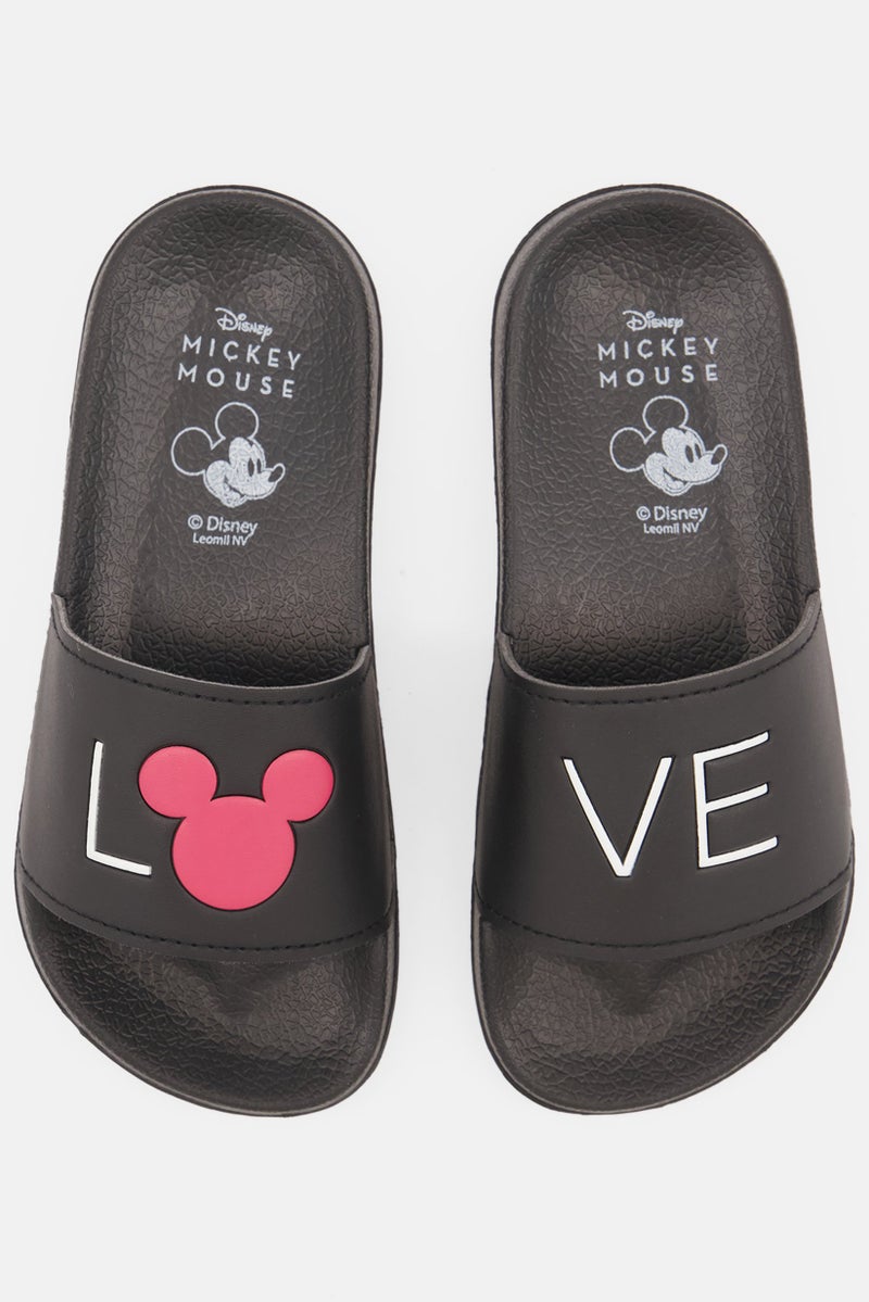 MICKEY MOUSE Kids Girl Slip On Graphic Sandals, Black Combo - Image 3